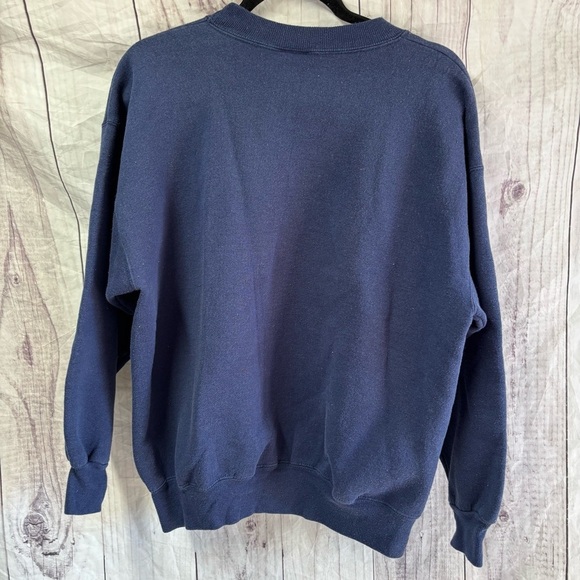 Vintage Stressed Out Embroidered Navy Blue Crewneck Sweater large - Picture 2 of 6